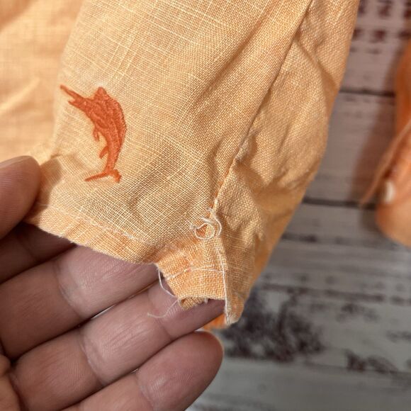 Tommy Bahama Shirt Mens Medium Relax Fit Orange Long Sleeve Button Up 100% Linen - Picture 10 of 14